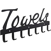 OYEFLY Bathroom Towel Rack for Wall Mount, Towel Holder Hooks,Towel Hanger for Bathroom Decor (Black, 14.8in)