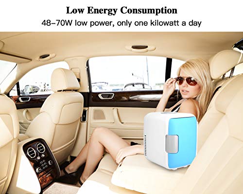 Mini Fridge, Car Fridge Portable Compact Refrigerator Electric Cooler & Warmer(4 Liter / 7 Can) For Car/Boat/Home/school/ Office - 220V AC & 12V DC Vehicle Plugs