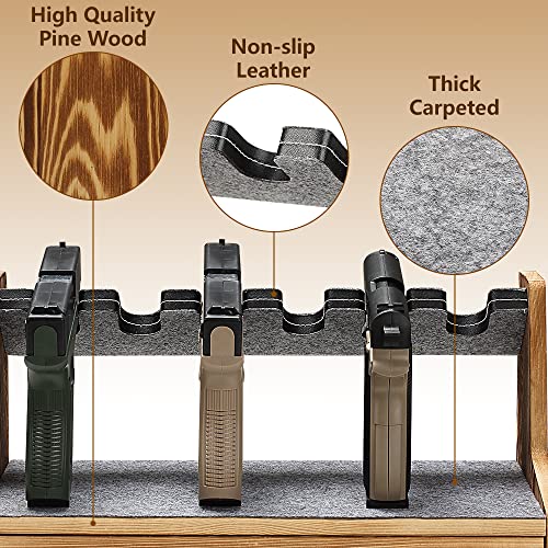 Livoccur Pistol Rack, Pine Wood Gun Rack, Pistol Rack for Gun Safe, 6