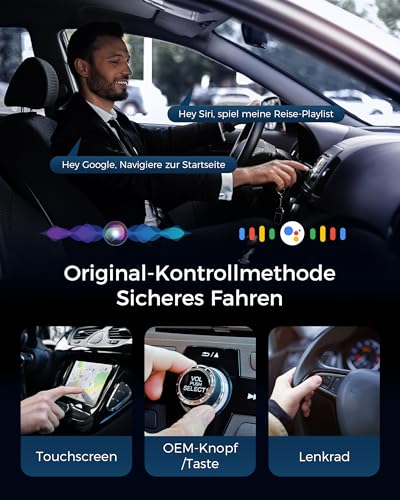 WityEye CarPlay and Android Car Wireless Adapter 2 in 1, V5.3 Bluetooth Stable Connection, Fast 5.8 GHz WiFi, for Apple iPhone iOS 10+, Smartphone Android 11+