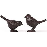 BRASSTAR Rustic Cast Iron Bird Statue Farmhouse Home Garden Decor Collectible Figurines Gift Replica Rust Color a Pair of Birds PTZD053
