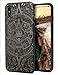 YFWOOD Compatible with iPhone X Case, Real Wood Engraved Totem Slim Anti-Slip Grip Scratch Resistant Hybrid Thin Protective Cover Cases for iPhone X [Black]