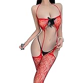 ZYTC Sexy Lingerie for Women Perspective Mesh Babydoll Lingerie Sets Garter Belt Stockings and Panty Lace Teddy Lingerie