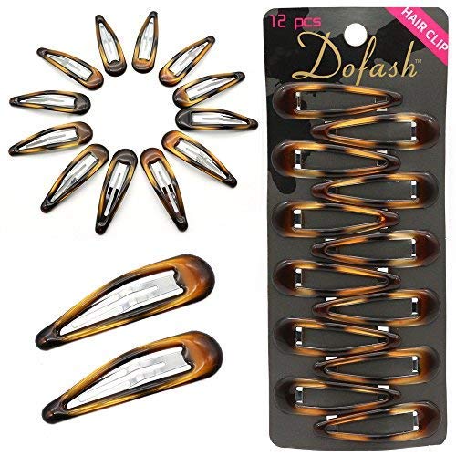 Dofash 5CM/2IN Epoxy Snap Hair Clips Small Hair Slides Hair Barrettes Hair Accessories for Women（ Tortoise Amber）