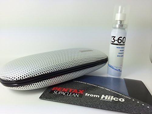 Ideal Gift for Either Gents or Ladies Stylish Mesh style hard spectacle glasses case, top quality - WHITE with Microfibre Cleaning Cloth &amp; Cleaning Spray *FREE P&amp;P* by Dunelm