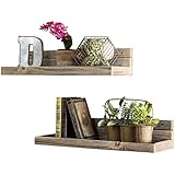 del Hutson Designs USA Handmade Barnwood Reclaimed Floating Shelves, Set of 2, 6" x 24" x 7", Natural