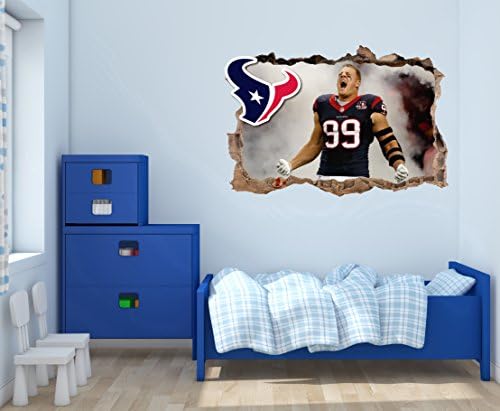 JJ Watt Houstons Texans - 3D Smashed Wall Effect - Wall Decal For Home Nursery Decoration