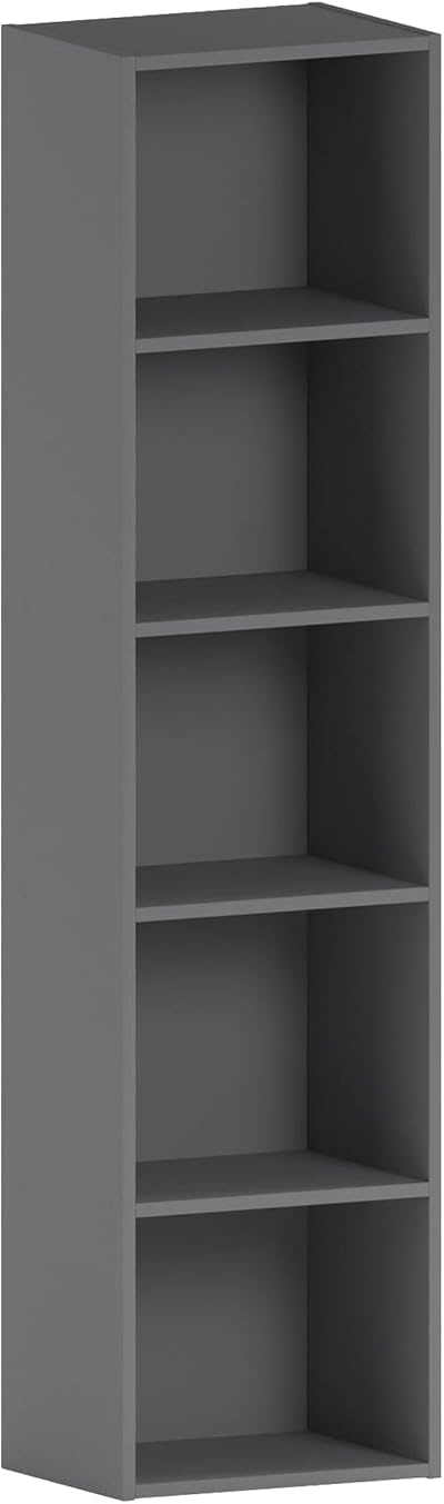 Vida Designs Oxford 5 Tier Cube Bookcase Grey Wood Shelving Unit