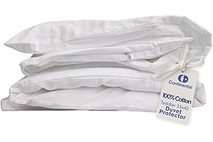 CONTINENTAL BEDDING Duvet Cover Protector for Toddler Comforter, 100% Cotton, Zipper to Block Blanket from Dust Fits Standard Crib & Toddler Bed, 33x42 Inch, White