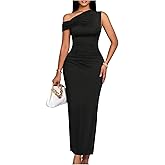 Floerns Women's Off The Shoulder Ruched Side Slit Bodycon Midi Dress Formal Party Cocktail Dress