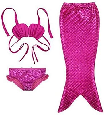 Bluexury Girls 3 Pcs Princess Cute Mermaid Tail Swimwear Swimsuit Bikini Set
