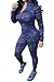 Pink Queen Women Sexy Bodycon 2 Piece Gym Set Running Tracksuits Navy Blue, XL