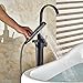 Zovajonia Oil Rubbed Bronze Floor Mounted Bathtun Filler Shower Faucets Set Free Standing Single Handle Tub Mixer Taps with Hand Shower