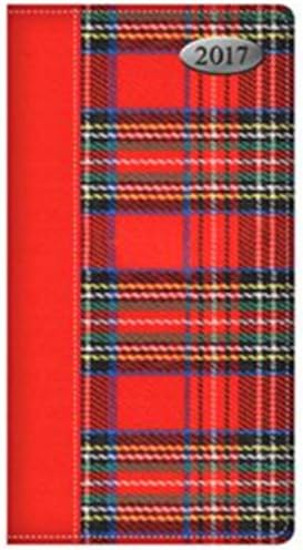 Tallon 2017 Slim Red Tartan Fabric Padded Diary Week To View – 1836 Red