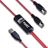 FORE USB IN-OUT MIDI Interface Converter/Adapter with 5-PIN DIN MIDI Cable for PC/Laptop/ Mac Color Red