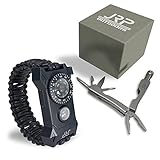 Tactical Outdoor Survival Paracord Bracelet – FREE MULTITOOL 60% BIGGER Compass than Competition! LED Flashlight Fire Starter Emergency Knife Whistle Great for Hiking Camping Hunting Fishing! (Small)
