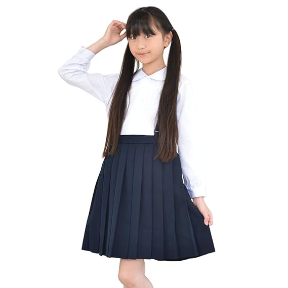 Amazon Co Jp 小学生 制服 プリーツ スカート キッズ 女子 紺 A体