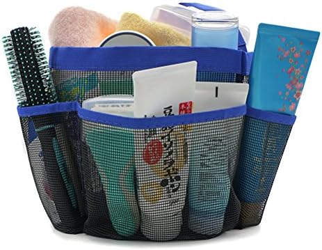 Hotsan Mesh Shower Caddy, Quick Dry College Shower Tote Bag Hanging Toiletry Caddy Origanizer for Dorms, Gym,Campping, Swimming and Travel, 8 Pockets Blue