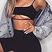 LUFENG Women's Suit Two Pieces Set Sexy Sleeveless Strapless Crop Top and Shorts Set Black S