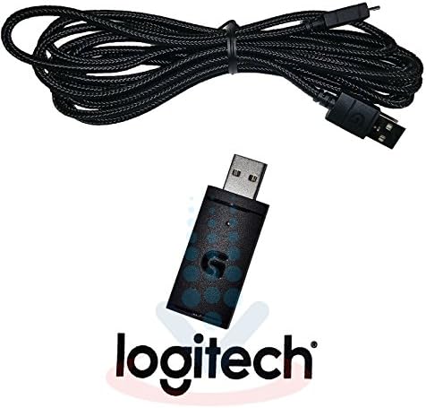 Logitech G933 G633 Gaming Headset Replacement Ear Pads Receiver – USB/Charging Cable 8pin cable, Cartilage Helix Earring Upper Ear Bar Pivot Left and Right black Empfänger und Ladekabel für G933