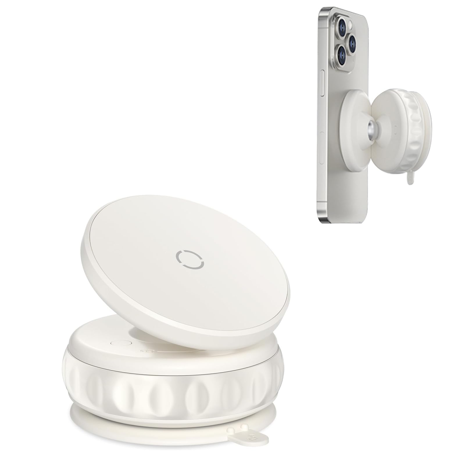 Photo 1 of Vacuum Suction Magnetic Car Phone Holder, 360° Adjustable Car Phone Mount, Suction Cup Cell Phone Holders for Your Car Compatible with iPhone Android and All Smartphones (White)