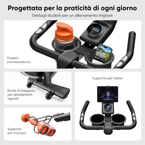 GIDGIMO 2026 Home Exercise Bike with Adjustable Magnetic Resistance 100 Levels, Silent Spinning Bike with LCD Screen, Breathable Seat, Heart Rate Sensor, Maximum Capacity 150 kg