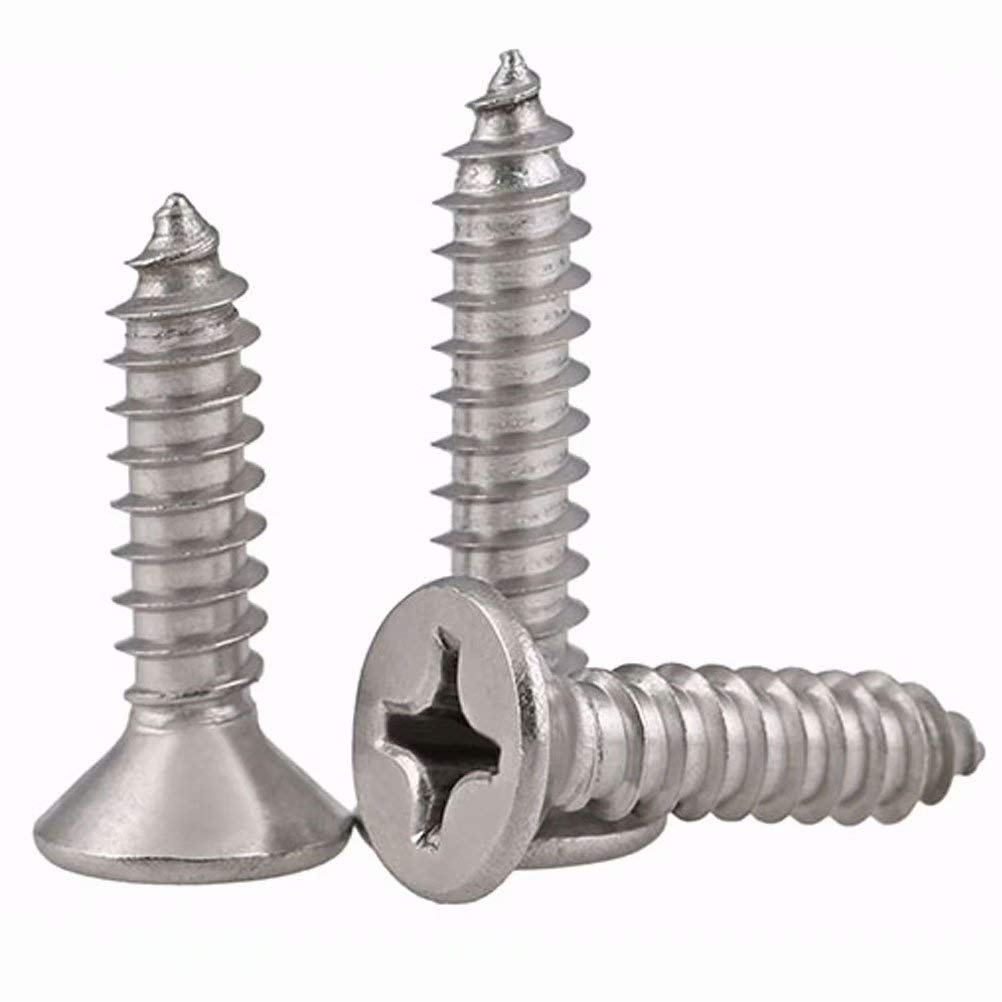 XIZONLIN 10 Pcs M6 Woodscrews Phillips Truss Head Self Tapping Screws in 304 Stainless Steel