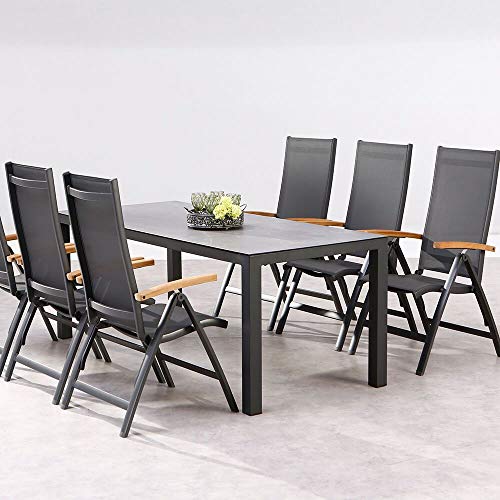 Robuste 6er Gartengarnitur mit Ergotex - Möbelset Spirabilis/Anthrazit