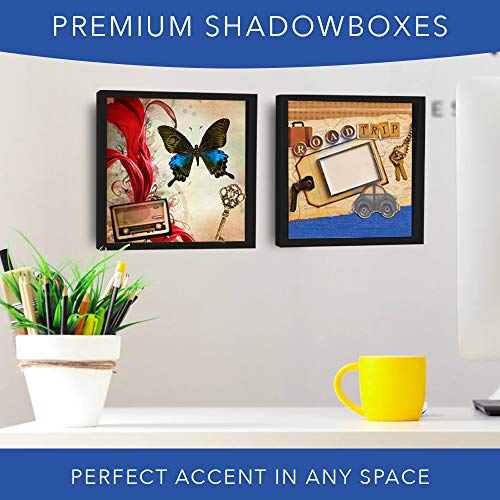 image for Kendalkare 8x8 Inch Black Shadow Box Picture Frames - Deep Photo Frame