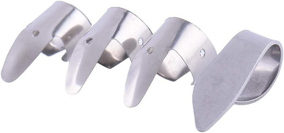 dljztrade Professional Banjo Ukulele Guitar Open Design Metal Nail Picks 1 Thumb with 3 Finger (1Set) Silver
