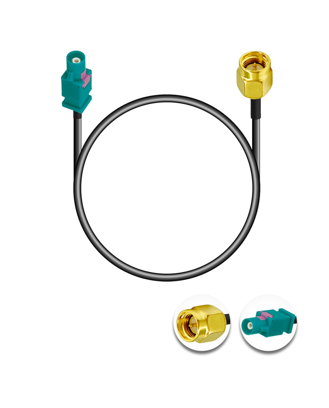 Vecys Fakra Z Cable Fakra Z Male to SMA Male RF Coax Cable 12in/30cm SMA male cable RG174 for Car Stereo GPS Navigation