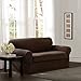 Zenna Home MAYTEX Pixel Ultra Soft Stretch 2 Piece Furniture Cover Loveseat Slipcover, Chocolate