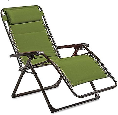 Outdoor Deluxe Oversized Padded Adjustable Zero Gravity Lounge Patio Deck Chair Multi-Positional, Rust-Resistant Steel, Weather &amp; Fade Resistant Premium Fabric, LIME GREEN
