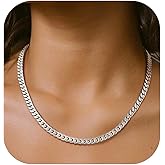 FindChic Chunky Cuban Link Chain for Women, Silver/Gold Plated Choker Trendy Statement Necklace, Thick Curb Chain Hip Hop Punk Jewelry Gift, Unisex Size 5/12/14mm
