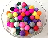 Yarn Place Felt Balls - 100 Pure Wool Beads 25mm Mixed Colorful Colors