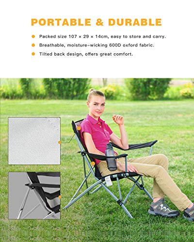 KingCamp Campingstuhl Angelstuhl Klappstuhl mit integriertem Getränkehalter und ergonomischer Rückenlehne – Bild 8