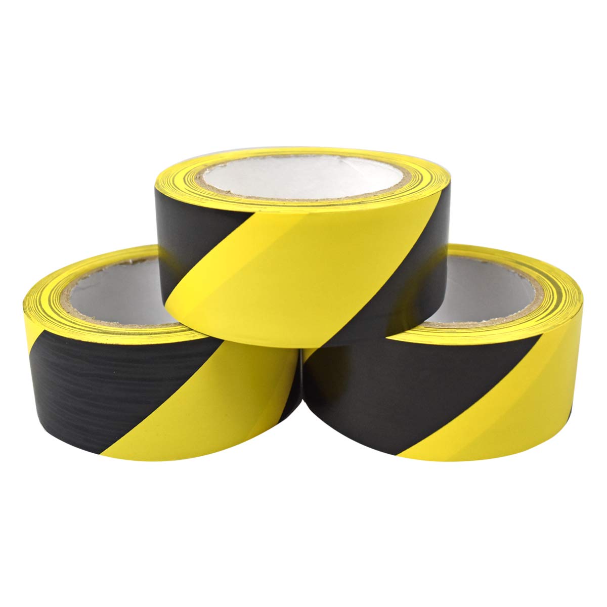 GP Globe Packaging Black & Yellow Hazard Warning Tape (48mm x 33m) - Safety & Social Distancing Barrier Duct Tape with Extra Strong Adhesive (3 Rolls)