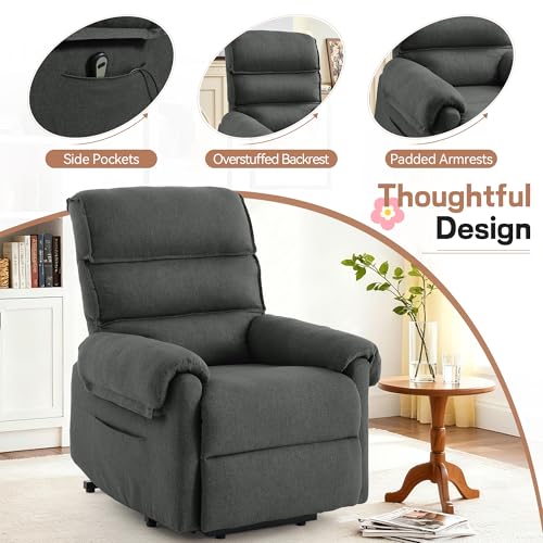 Korser Power Recliner Chair, Electric Recliner Chair for Elderly, Power Lift Reclinerfor Living Room, Dark Grey.