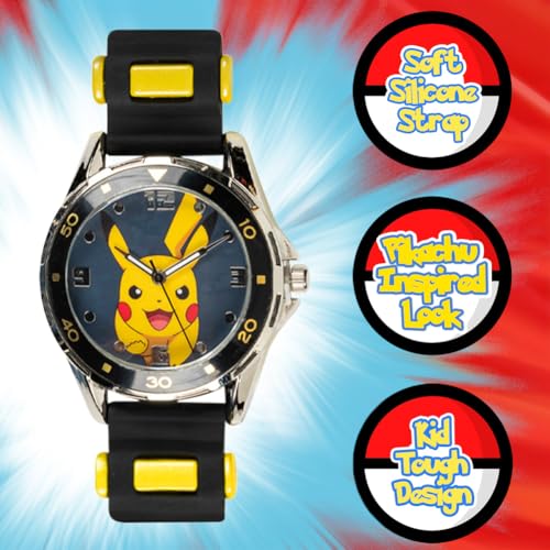 Accutime Kids Pokemon Pikachu Analog Quartz Watch for Boys, Girls, and Adults All Ages