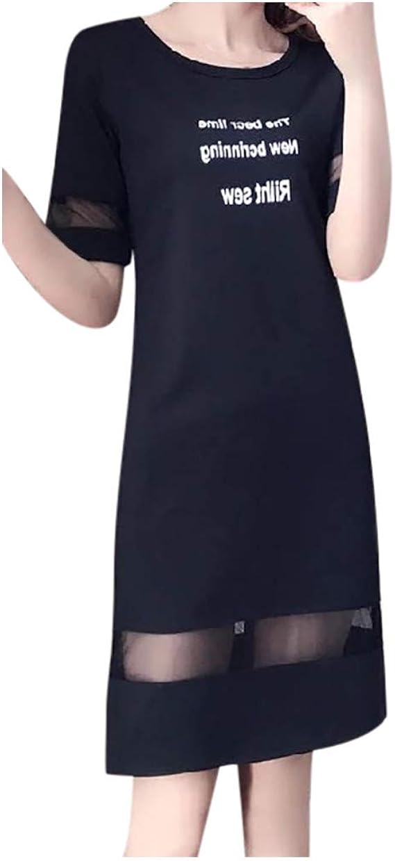 Amazon Oiwenjuanh レディース ワンピース 薄手 半袖 Uネック ロングスカート 大きいサイズ 体型カバー 韓国風 スカート ロング ワンピース 女性ワンピース 大きいサイズトップス 春 夏 服 ワンピース チュニック 通販