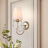Sedelan Crystal Wall Sconces Indoor, Wall Sconce Fixtures with Fabric Lampshade,Vintage Sconce Wall Lighting for Bedroom Livi
