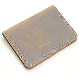 JJNUSAHandmade Men Minimalist Leather Wallet Card Holder Distressed Wallets for Gifts (Brown)