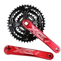 Rollcub Bike Crankset 9 Speed for Road Bike Mountain Bicycle 24 34 42, 170mm Crank Length(Red)