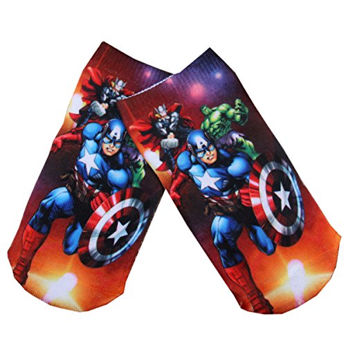 Marvel Comics Boys Sock Size 6-8.5 Avenger Characters Graphic Superhero Ankle Socks