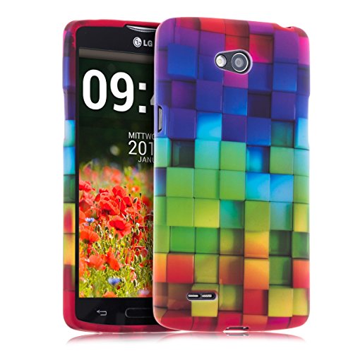 kwmobile TPU SILICONE CASE for LG L80 Design rainbow cubes multicolor green blue - Stylish designer case made of premium soft TPU