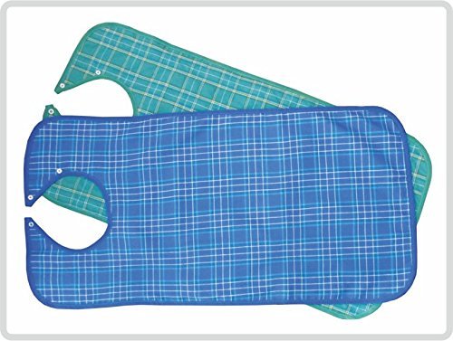 Adult Mealtime Protector / Bib with Snap Fastener, green checked