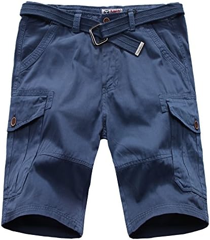 Amsb Men's All-Season Relaxed-Fit Flat-Front Cargo Shorts Multi-Pocket Quick-Dry