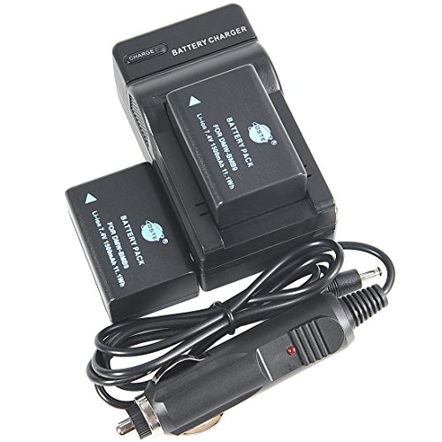 DSTE 2x DMW-BMB9 DMW-BMB9E Battery + DC108 Travel and Car Charger Adapter for Panasonic Lumix DMC-FZ40 FZ45 FZ47 FZ48 FZ60 FZ62 FZ70 FZ72 FZ80 FZ100 FZ150 Leica V-Lux2 V-Lux3 Camera as BP-DC9