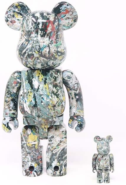 Medicom Toy | Bearbrick | Set of 2 Collectible Figurines | 400% and 100% Versions | 11.02in and 2.76in (Jackson Pollock Studio Ver. 2)