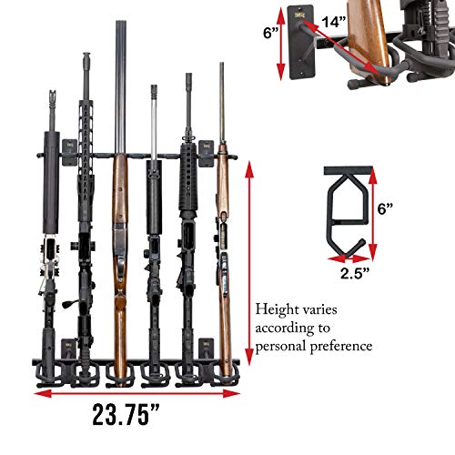 Hold Up Displays - Gun Rack and Rifle Storage Holds 6 Winchester Remington Ruger Firearms and More - Heavy Duty Steel - Made in USA